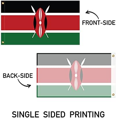 BANNER BUZZ GÖRÜNÜR HALE GETİRİR Kenya Bayrağı Örme Kumaş 90 GSM-Hafif, Parlak ve Canlı Renkler, Pirinç Grometler