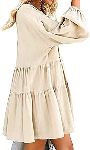 NOKMOPO kadın Resmi Elbiseler WomenTemperament Rahat Düz Renk Uzun Kollu V Boyun Elbise Parti Maxi Elbise