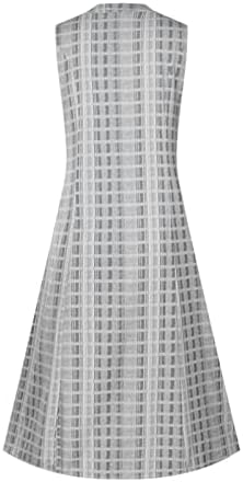 SEAOPEN Seksi Elbiseler Kadınlar için Sevimli Yaz Salıncak Elbiseler Damalı Maxi Elbise Ayak Bileği Uzunluğu Sundress