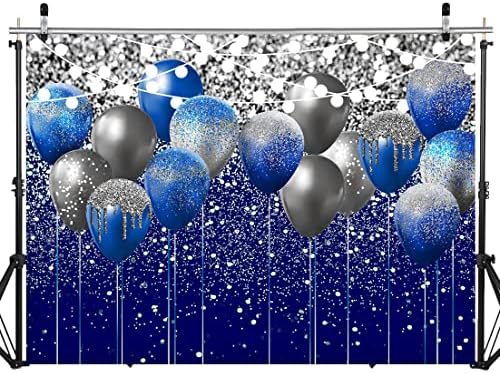 SJOLOON Kraliyet Mavi Glitter Zemin Doğum Günü Zemin Fotoğraf Arka Plan için Balon ile Parti Dekorasyon Afiş Mezuniyet