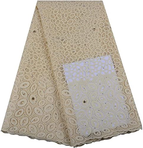 Uongfi Dantel Kumaşlar Dikiş İşlemeli Boncuklu Dantel Net Kumaş 5 Metre Düğün Parti Elbise için Rhinestones (Renk: