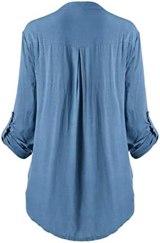 Artı Boyutu Yaz Üstleri Kadın V Boyun Düğme Aşağı Bluz Dantel Patchwork Dantelli T Shirt Roll Up Kollu Tunikler