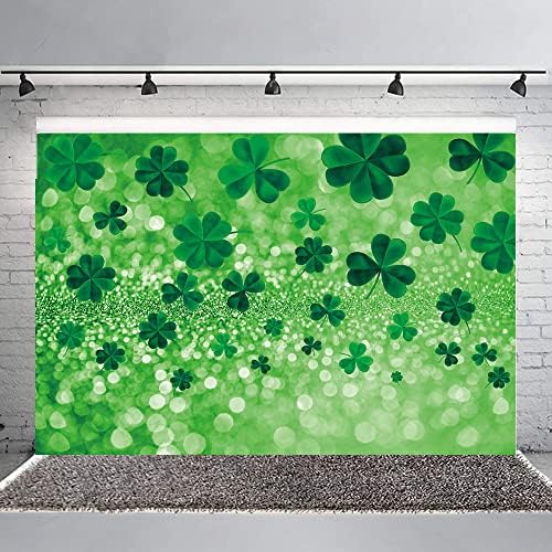 Hilioens 5×3ft Mutlu Aziz patrick Günü Fotoğraf Arka Planında Şanslı İrlandalı Yeşil Yonca Bokeh Glitter Sequins Arka