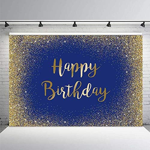 MEHOFOND Glitter Altın ve Koyu Lacivert Fotoğraf Arka Plan Sahne Mavi Sparkle Boy Tatlı 16 Mutlu Doğum Günü Adam Parti