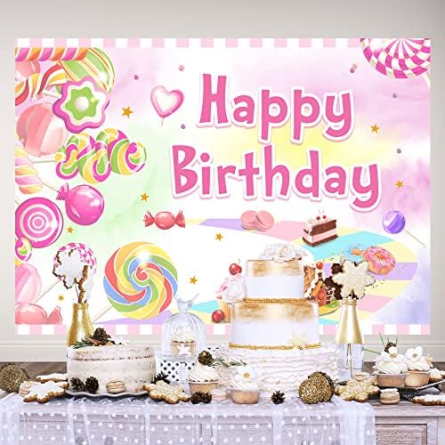 Ticuenicoa 7×5ft Candyland Doğum Günü Backdrop Cupcake Şeker Evi Çörek Tatlılar Çocuk Kız Doğum Günü Partisi Afiş