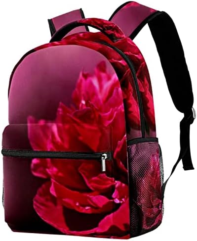 Kırmızı Çiçek Sırt Çantaları Erkek Kız Okul Kitap Çantası Seyahat Yürüyüş Kamp Sırt Çantası Sırt Çantası
