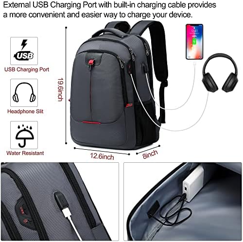 XJ-HOME Seyahat Laptop Sırt Çantası, USB Şarj / Kulaklık Portu ile Erkekler ve Kadınlar için Sırt Çantası, Kadınlar