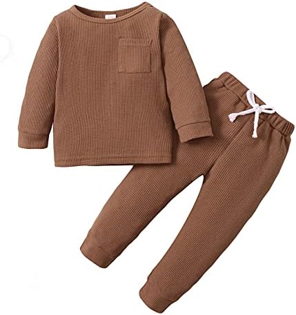 DBZoo Toddler Erkek Bebek Kız Unisex giyim Setleri Uzun Kollu Ekip Boyun T-Shirt üstler ve pantolonlar Sonbahar Kış