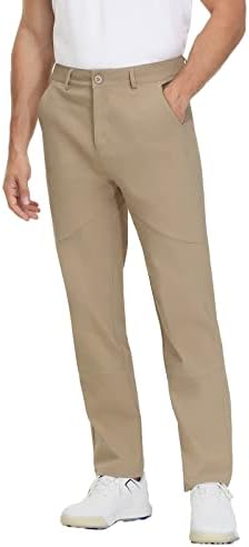 SAMDOWA erkek Yüksek Streç Golf Pantolon UPF 50 + Nefes Konfor Kalın Düz Kesim elbise cepli pantolon
