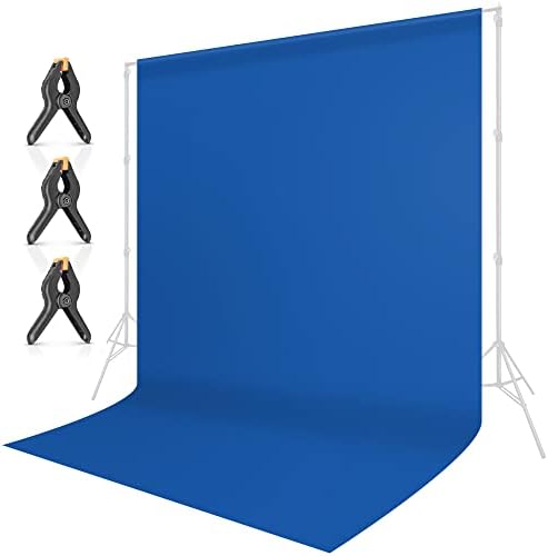 Hemmotop Mavi Ekran Mavi Zemin 6x9 ft Fotoğrafçılık için Mavi Arka Plan 3 Zemin Klip Kelepçeleri Fotoğraf Video Stüdyosu