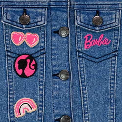 Çocuklar için Barbie Kız işlemeli Jean Ceket Dış Giyim