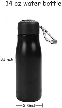 Yodo Paslanmaz Çelik Su Şişesi Vakum Yalıtımlı termos Yeniden Kullanılabilir spor şişesi, 14 oz,Siyah