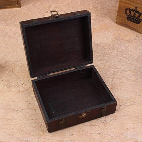 IRDFWH Ahşap Vintage Kilit Hazine Sandığı Takı saklama kutusu Kasa Organizatör Yüzük Hediye Katlanabilir Mini Ahşap