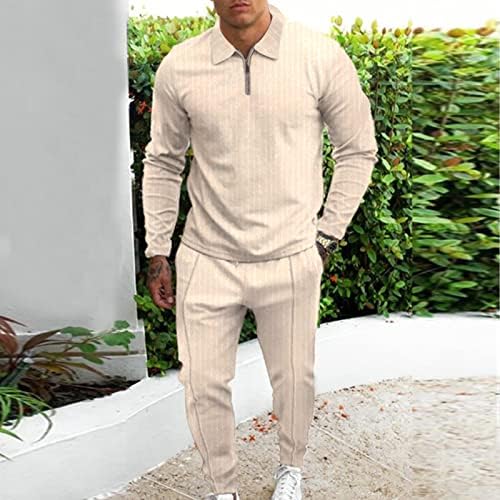 Erkek Spor eşofman erkek Rahat Çizgili İki parçalı Set Fermuar Yaka Bluz Erkek Takım Elbise Slim Fit