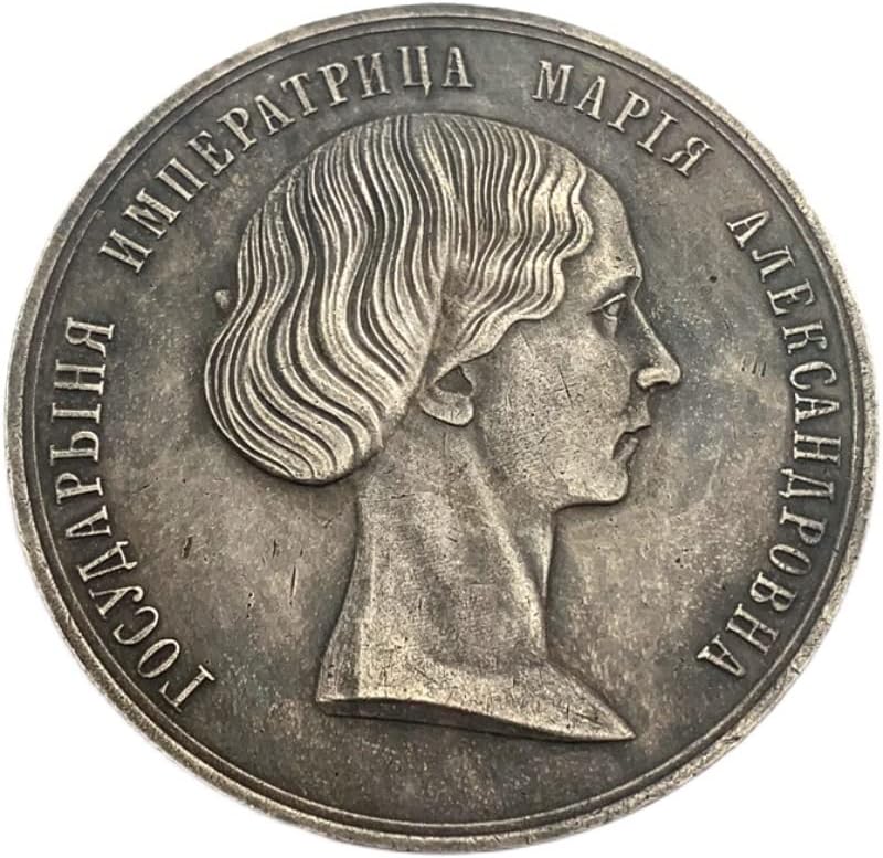 Rus Kız 51mm Pirinç Eski Gümüş hatıra Madalyası Oyun Sikke Zanaat Bakır Gümüş hatıra parası