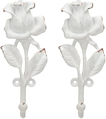 ŞEKERLEME tasarım 2 adet Beyaz Tek Kanca 3D Gül Çiçek Retro Süslü Tarzı oda duvar dekorasyonu, ceket Şapka Eşarp Asılı