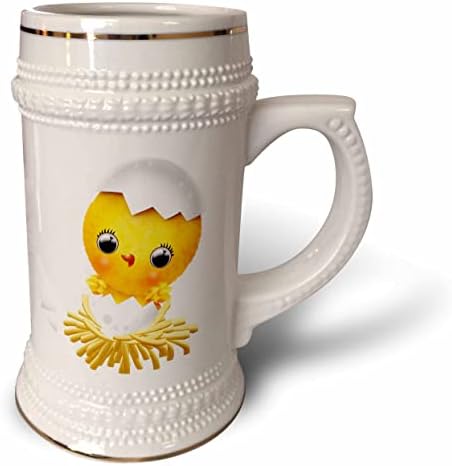 Bir Kabuk Resimde 3dRose Sevimli Sarı Bebek Civciv-22oz Stein Kupa (stn-360298-1)