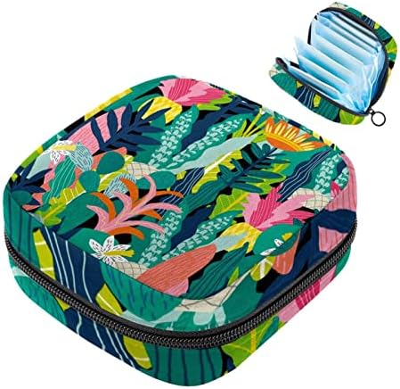 Temizlik peçeteleri saklama çantası Yeşil Tropikal Yapraklar kadın Dönemi Sıhhi Kese Tampon saklama çantası fermuarlı