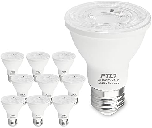 FTL PAR20 LED Ampuller 5000 K Günışığı Beyaz, 7 W 600LM 50 W 60 W Eşdeğer, kısılabilir spot ampul, E26 Tabanı, kapalı
