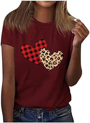 Kadın sevgililer gömlek aşk ısı grafik ekip boyun kısa kollu Tee gömlek komik sevimli sevgililer günü hediye Tops