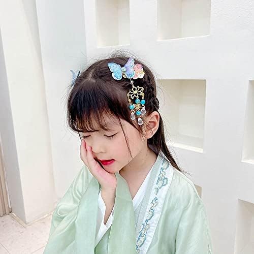 Houchu Çin Tarzı Şapkalar Sevimli Hanfu saç tokası Antik Stil Firkete Püskül Saç Sopa Kız saç aksesuarları (G)