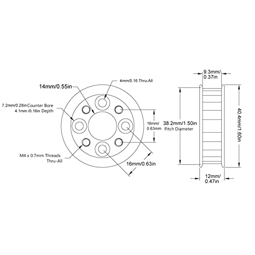 Triger kayışı Kasnağı, HTD Senkron Tekerlek M4 Dişli Delik Alüminyum Alaşımlı CNC Makineleri için Geniş Uygulama Yelpazesi