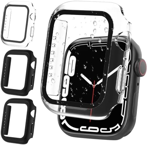 VAKS Sert PC Kasa Apple Watch Serisi için Uyumlu 8/7 41mm Aksesuarlar Temperli Cam Ekran Koruyuculu Kadın Erkek için,