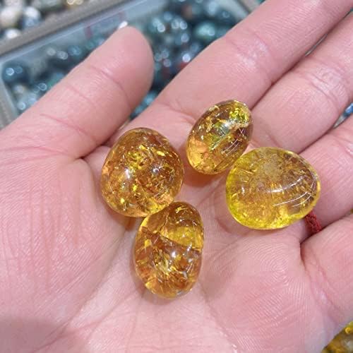 Doğal Sitrin Sarı Kuvars Kristal Taş Kaya Cilalı Çakıl Numune Doğal Taşlar ve Mineraller