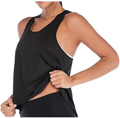 Spor Tankı Üstleri Kadınlar için Gevşek Fit Crossback Egzersiz Tankı Üstleri Kolsuz Yoga Koşu Atletik T Shirt