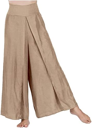Kadın Bölünmüş Uyluk Yüksek Bel Geniş Bacak Pantolon Baggy Palazzo dinlenme pantolonu Yaz Boho Casual Gevşek Hippi