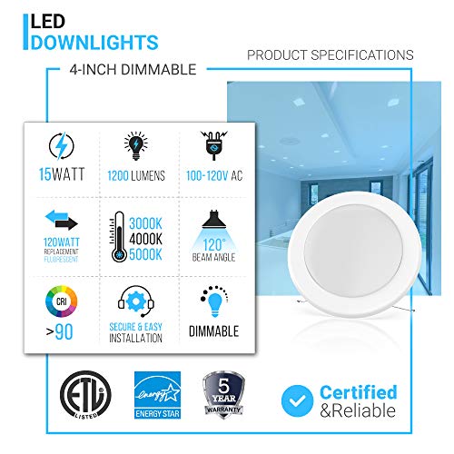 LEDMyplace 5/6 inç kısılabilir LED disk ışığı Gömme Montaj tavan armatürü 15W 120W Değiştirme 120 Işın Açısı 5000K