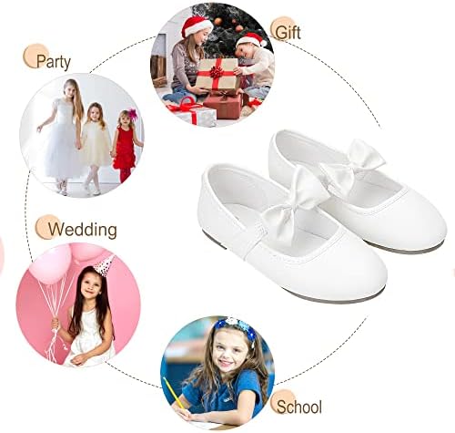 Berhood Kız Elbise Ayakkabı Mary Jane Flats İlmek Sevimli Ayakkabı Kız için Parlak Beyaz