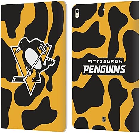 Kafa Çantası Tasarımları Resmi Lisanslı NHL Leopar Desen Pittsburgh Penguins Deri Kitap Cüzdan Kılıf Kapak Apple iPad