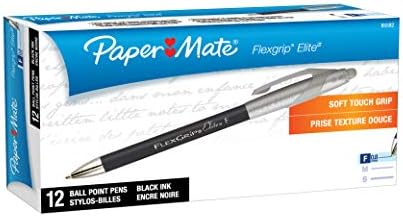 Paper Mate 85582 FlexGrip Elite Geri Çekilebilir Tükenmez Kalemler, İnce Nokta, Siyah, 12 Sayı