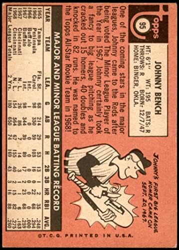 1969 Topps 95 Johnny Bench Cincinnati Kırmızıları (Beyzbol Kartı) VG/ESKİ Kırmızılar