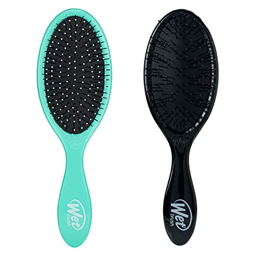 Islak Fırça Orijinal Dolaşık Açıcı Saç Fırçası ve Kalın Saç Dolaşık Açıcı Paketi-Aqua ve Siyah