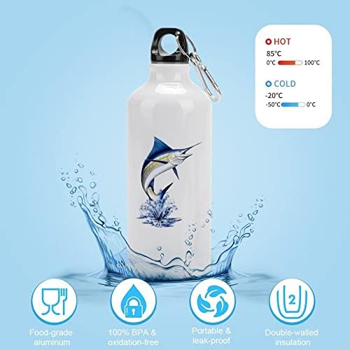 Marlin Balık Alüminyum Su Şişeleri Karabina ile Yeniden Kullanılabilir spor şişesi Seyahat Kupa Bisiklet Kamp için