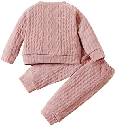 IBTOM KALE Unisex Bebek Kız Erkek Pamuk Örgü Kazak Uzun Kollu T-Shirt + Pantolon 2 ADET Kıyafet Güz Kış Sıcak Giysiler