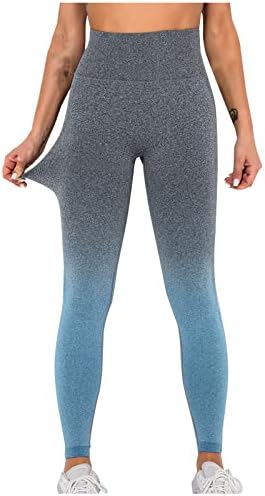 Egzersiz Tayt Kadınlar için Degrade Yüksek Belli Joggers Karın Kontrol Yumuşak Spor Yoga Pantolon Sıska Dikişsiz Ganimet