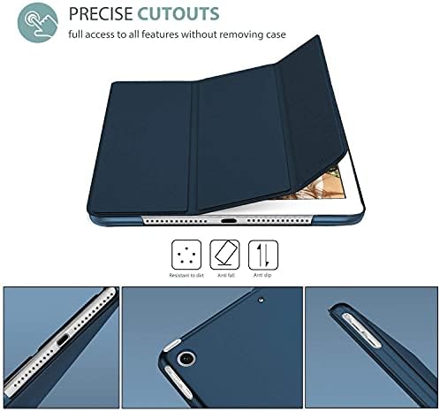 ProCase Donanma iPad Mini 1 2 3 İnce Hafif Kılıf (Eski Model A1432 A1490 1455) Siyah Katlanabilir Cep Telefonu Standı