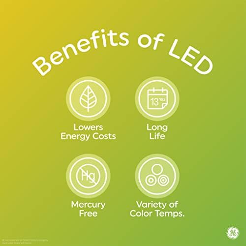 GE Lighting Relax LED HD Ampuller, 10 Watt (60 Watt Eşdeğeri) Yumuşak Beyaz, Orta Taban, Kısılabilir (2'li Paket)