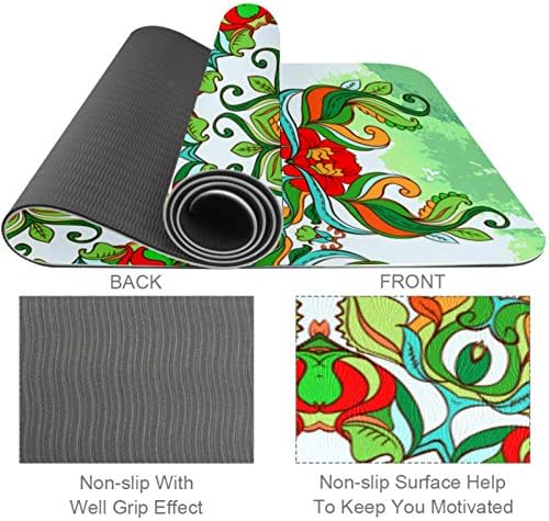 Siebzeh Yeşil Trippy Mandala Çiçek Premium Kalın Yoga Mat Çevre Dostu Kauçuk Sağlık ve Fitness Kaymaz Mat Her Türlü