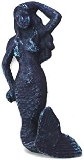 El işi Deniz Dekor Rustik Koyu Mavi Dökme Demir Mermaid Kanca 6 - Dökme Demir Dekorasyon-Antik Vin
