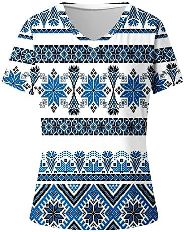 Kadın Grafik T Shirt Gevşek Fit Kısa Kollu Bluzlar Tops Batı Aztek Geometrik Baskı V Boyun Üstleri 2023 Yaz Tees