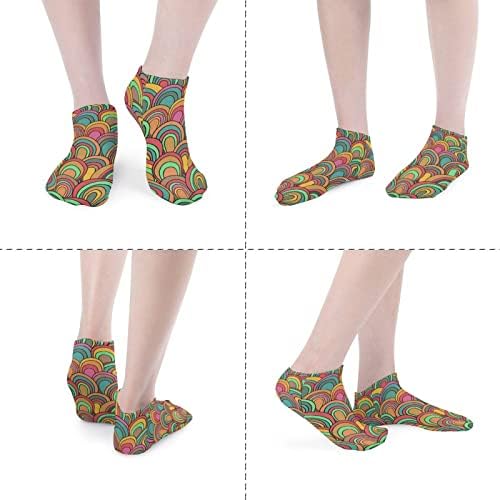 Psychedelic Dalgalar Desen Komik Koşu Ayak Bileği Çorap Atletik No-Show Çorap Yastıklı Erkekler Kadınlar için