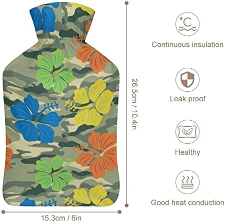 Hibiscus Askeri Sıcak Su Şişesi 1000ml Sevimli Yumuşak Su Enjeksiyon Çantası el ısıtıcı Sıcak El Ayak Hediyeler