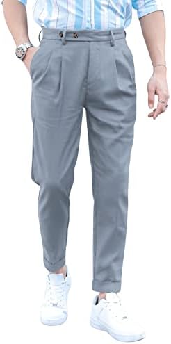SweatyRocks erkek Yüksek Bel Kat Pilili Kırpma Takım Elbise Pantolon Çalışma Ofisi İş Uzun Pantolon Cepler ile