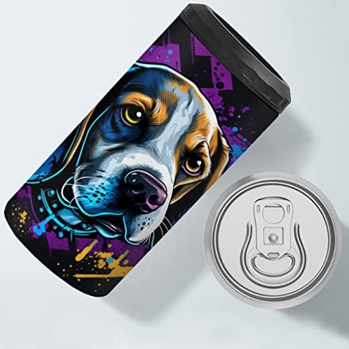 Köpek Yüz Baskı Yalıtımlı İnce Kutu Soğutucu-Sanat Kutu Soğutucu-Beagle Yalıtımlı İnce Kutu Soğutucu