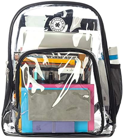 K-Cliffs Temizle Sırt Çantası Kalite See Through Öğrenci Bookbag Dayanıklı PVC Şeffaf Workbag