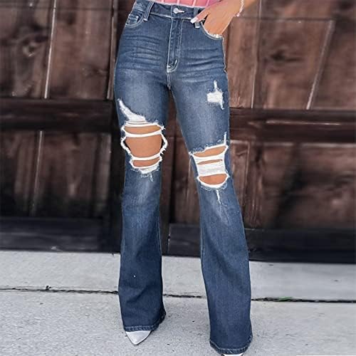 Flare Pantolon Kadınlar için Jean Yüksek Belli Şalvar Kot Pantolon Artı Boyutu Moda Pantolon Kadın Düz Renk Çan Alt